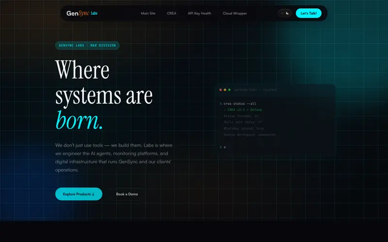 GenSync Labs homepage screenshot