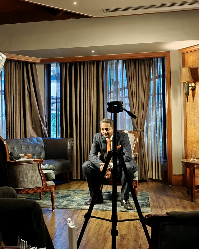 Akshay Mangalagiri on the HotelFirst founder-content set