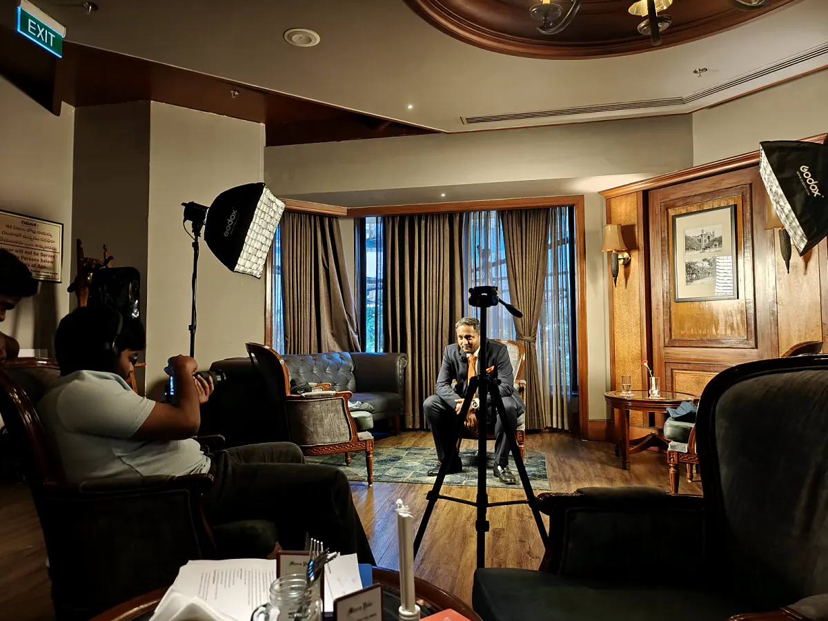 Akshay Mangalagiri on the HotelFirst Advisory founder-content production set