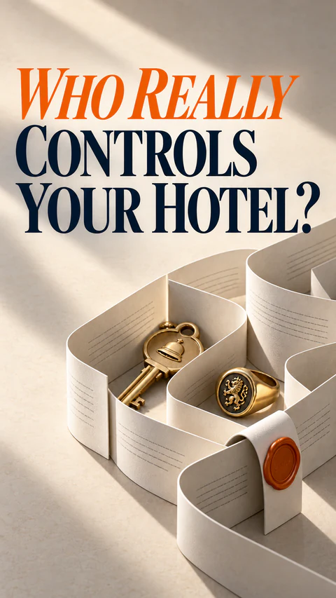 A key inside a maze of contract pages. Who really controls your hotel?