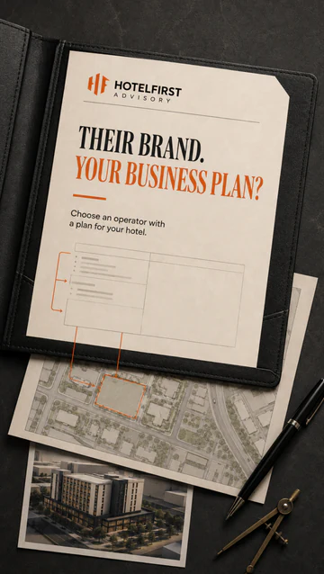 Their brand. Your business plan? HotelFirst operator-selection creative.