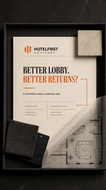 Better lobby. Better returns? HotelFirst asset-management creative.